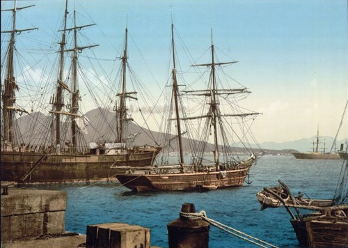 [Ships in the harbor, Naples, Italy]